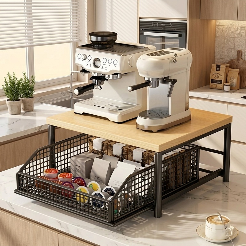 Kitchen Appliances Oven - Modern Microwave Oven Rack, Solid Wood