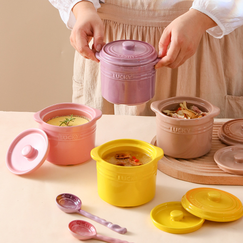 Kitchen Appliances For Cooking - Double Lid Ceramic Bowl,Bird's Nest Steamed